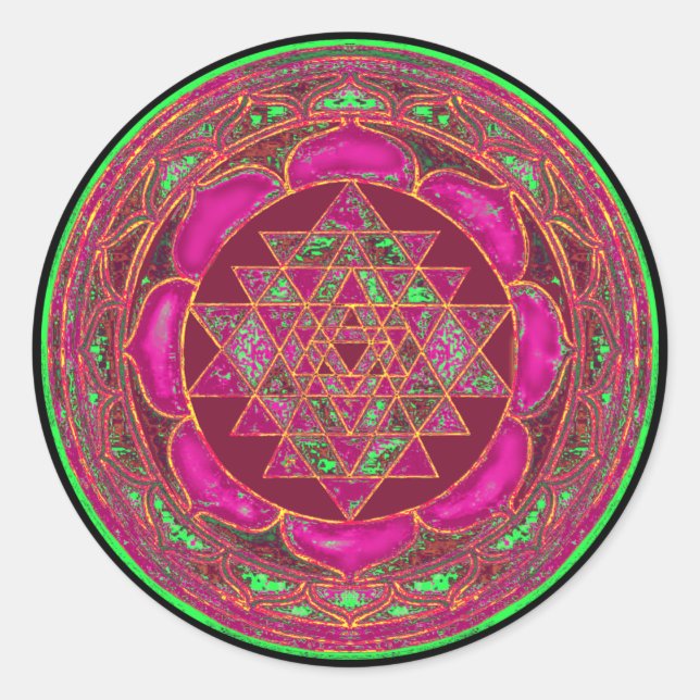 Adesivo Redondo Sri Lakshmi Yantra Mandala (Frente)