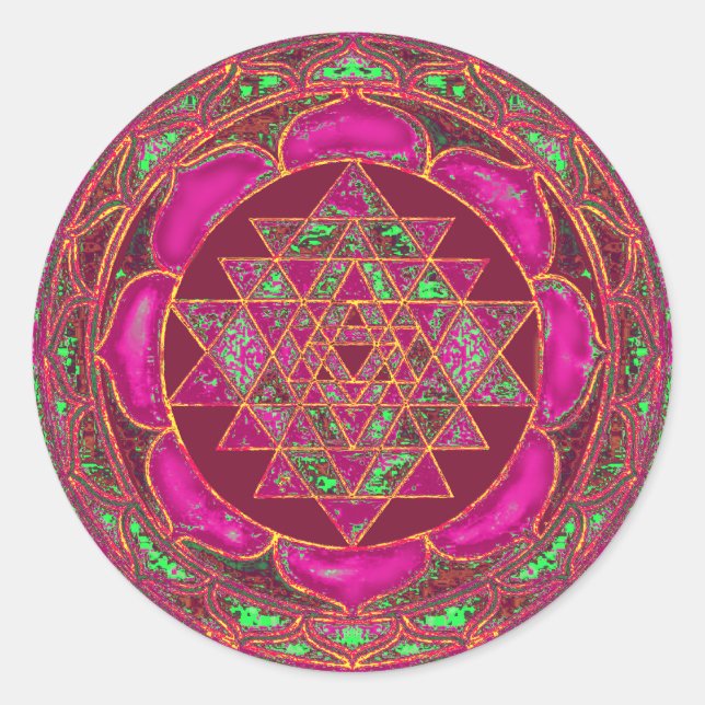 Adesivo Redondo Sri Lakshmi Yantra Mandala (Frente)