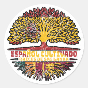 Adesivo Redondo Sri Lanka, Espanha do Sri Lanka, Bandeira das Raíz