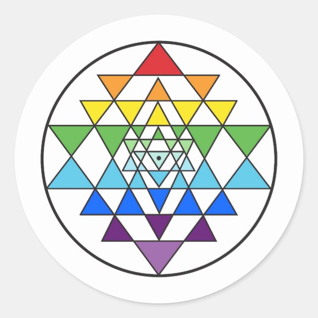 Adesivo Redondo Sri Yantra Rainbow Sticker (Frente)