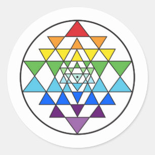 Adesivo Redondo Sri Yantra Rainbow Sticker