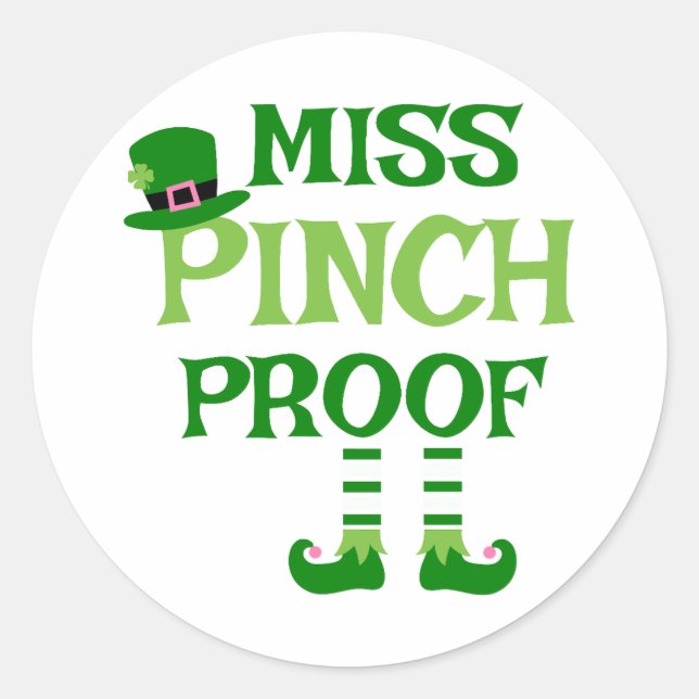 Adesivo Redondo Srta. Pinch Proof ☘️ 🚫 (Frente)