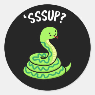 Adesivo Redondo Sssup Funny Hissing Cobra Pun Dark BG