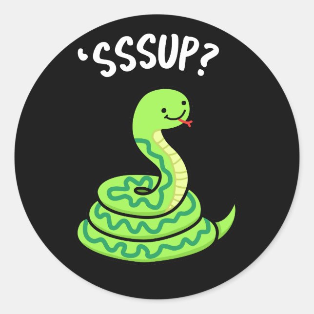 Adesivo Redondo Sssup Funny Hissing Cobra Pun Dark BG (Frente)