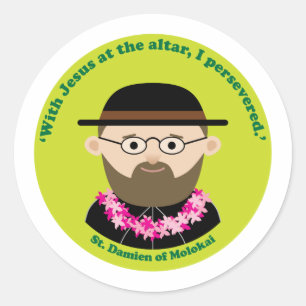 Adesivo Redondo St. Damien de Molokai