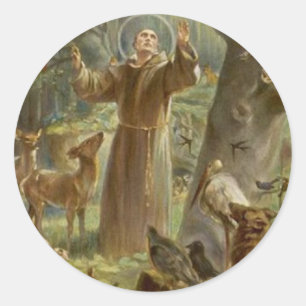 Adesivo Redondo St Francis de Assisi cercou por animais