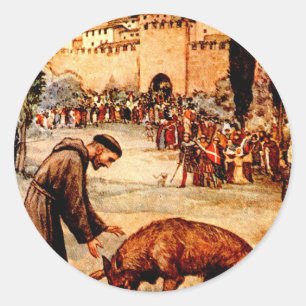 Adesivo Redondo St Francis e o lobo