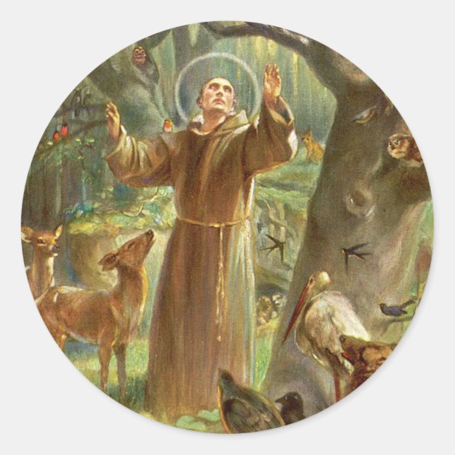 Adesivo Redondo St Francis of Assisi preaching to animals (Frente)