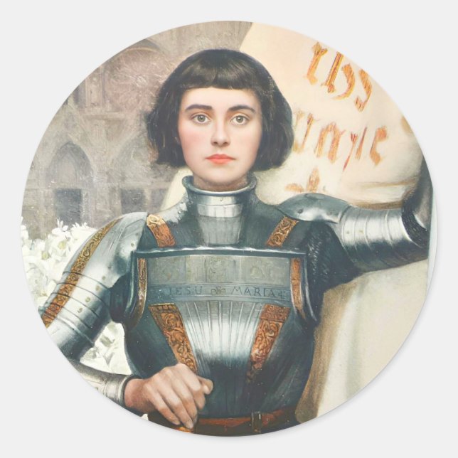 Adesivo Redondo St. Joan Of Arc Catholic Stickers  (Frente)