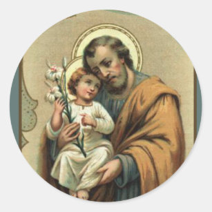 Adesivo Redondo St Joseph, criança Jesus, vintage do lírio