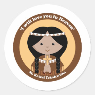 Adesivo Redondo St. Kateri Tekakwitha
