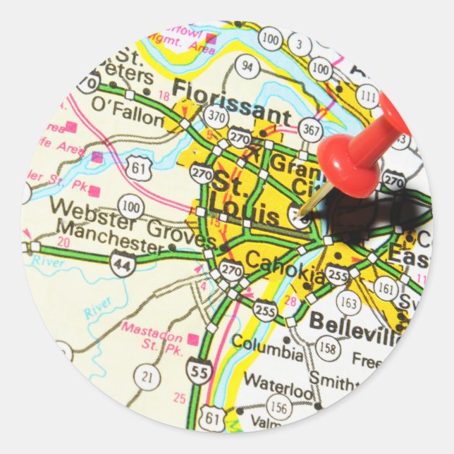 Adesivo Redondo St Louis, Missouri (Frente)