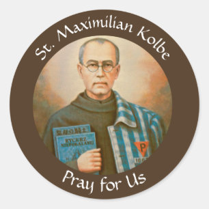 Adesivo Redondo St. Maximilian Kolbe banquete dia o 14 de agosto