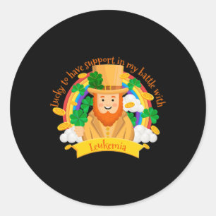 Adesivo Redondo St Patriches Quatro Folhas Leprechaun Leucemia A