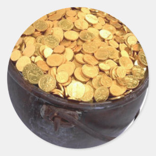 Adesivo Redondo St Patrick & - pote de ouro