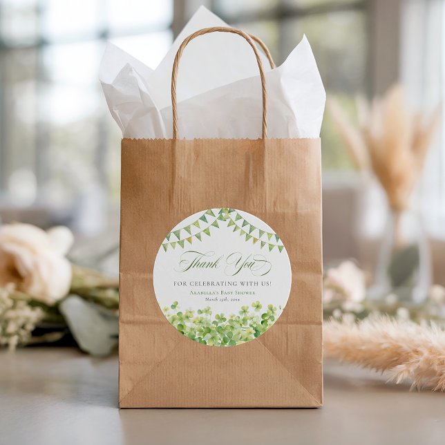 Adesivo Redondo St. Patrick’s Day Green Shamrock Baby Shower (St. Patrick’s Day Green Shamrock Baby Shower Classic Round Sticker)