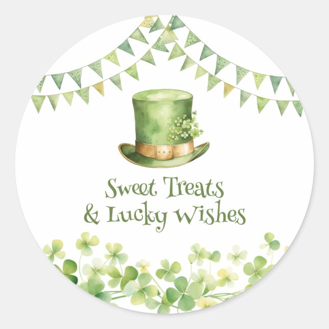 Adesivo Redondo St Patrick’s Day Party Green Clover Gift Label (Frente)