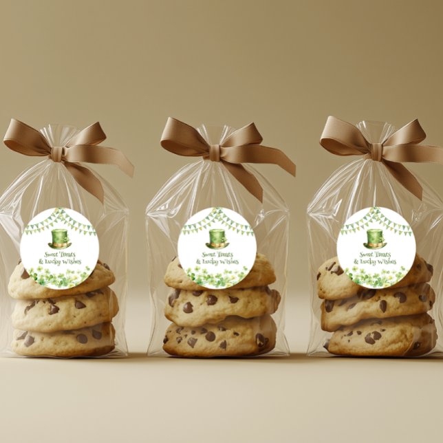 Adesivo Redondo St Patrick’s Day Party Green Clover Gift Label (St Patrick’s Day Party Green Clover Gift Label)