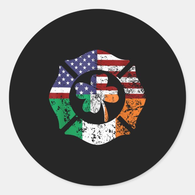 Adesivo Redondo St Patrick's Day Fireman Gift Proud Firefighter Qu (Frente)