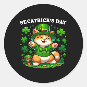 Adesivo Redondo St Patricks Dia dos Carrinhos Santo dos Gatos Patt