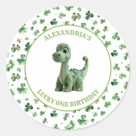 Adesivo Redondo St Patricks Lucky One Dinosaur Sticker