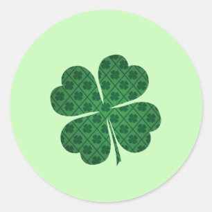 Adesivo Redondo St Patricks Lucky Quatro Padrões de Pano Verde Fol