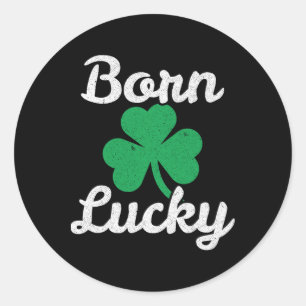 Adesivo Redondo St Patricks Nascido Sortudo Descendente Irlandês L
