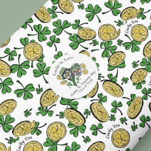 Adesivo Redondo St Patricks Nome Personalizado Verde Caveira Sortu