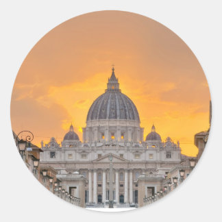Adesivo Redondo St. Peter's Basilica at Sunset, Vatican City