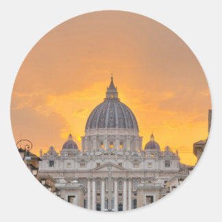 Adesivo Redondo St. Peter's Basilica at Sunset, Vatican City