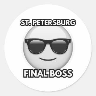 Adesivo Redondo St. Petersburg Final Boss Cool Emoji Sticker