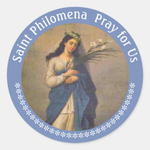Adesivo Redondo St. Philomena palma lírios BANQUETE o 10 de agost