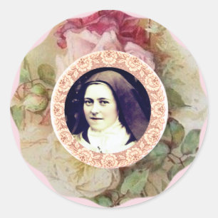 Adesivo Redondo St. Therese os rosas pequenos da flor
