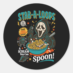 Adesivo Redondo Stab-a-loops Horror Cereal Box Halloween Killer Br