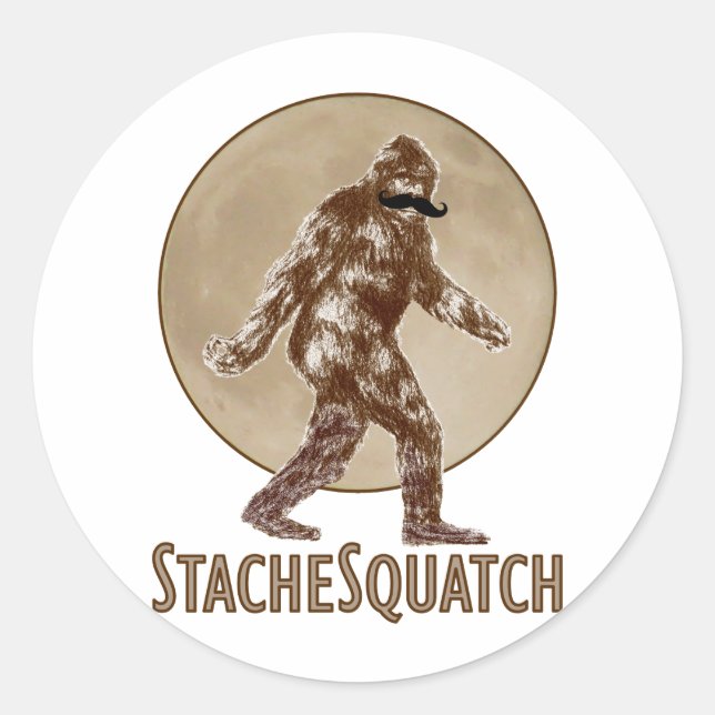 Adesivo Redondo STACHESQUATCH I Mustache se você já viu o meu prat (Frente)