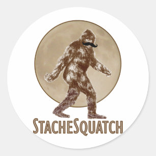 Adesivo Redondo STACHESQUATCH mim bigode se você viu meu Squatch