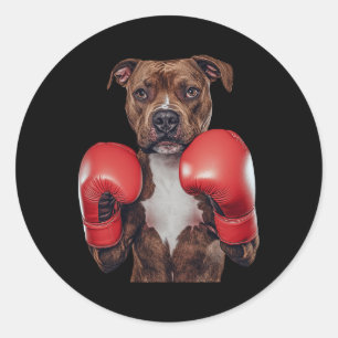 Adesivo Redondo Staffordshire Bull Terrier Boxing