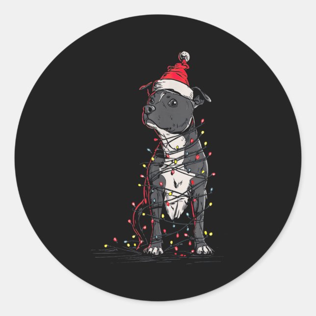 Adesivo Redondo Staffordshire Bull Terrier Christmas Graphics Dog  (Frente)