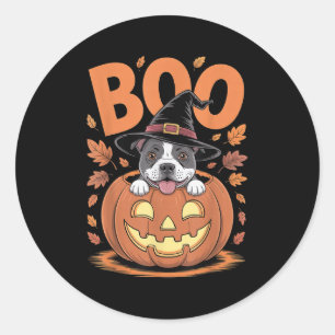 Adesivo Redondo Staffy Costume Pumpkin Halloween Staffordshire Bul