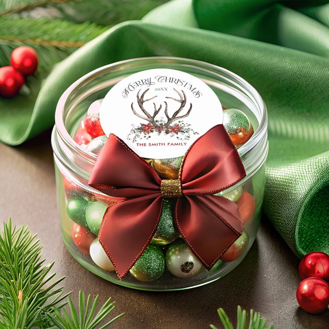 Adesivo Redondo Stag Felry Christmas Botanic (Criador carregado)