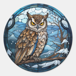 Adesivo Redondo Stained Glass Owl