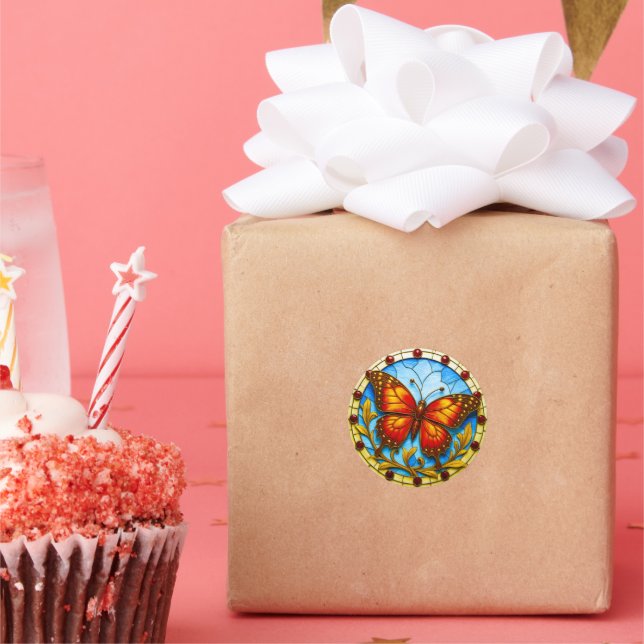 Adesivo Redondo Stained glass window butterfly (Festa)