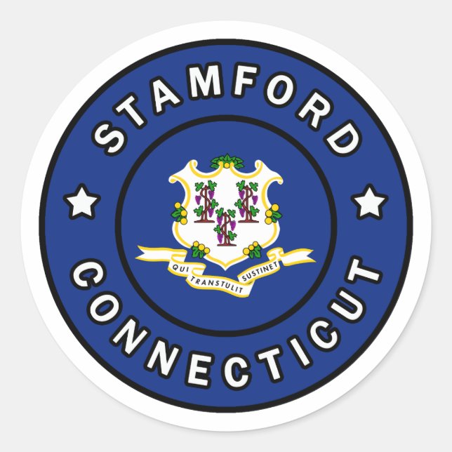 Adesivo Redondo Stamford Connecticut (Frente)