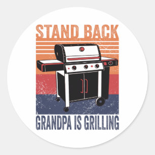 Adesivo Redondo Stand Byck Avô Está Griling Churrasco Grill Smoll