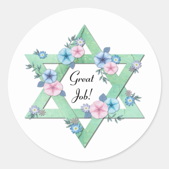 Adesivo Redondo Star of David Job Classic Round Sticker (Frente)