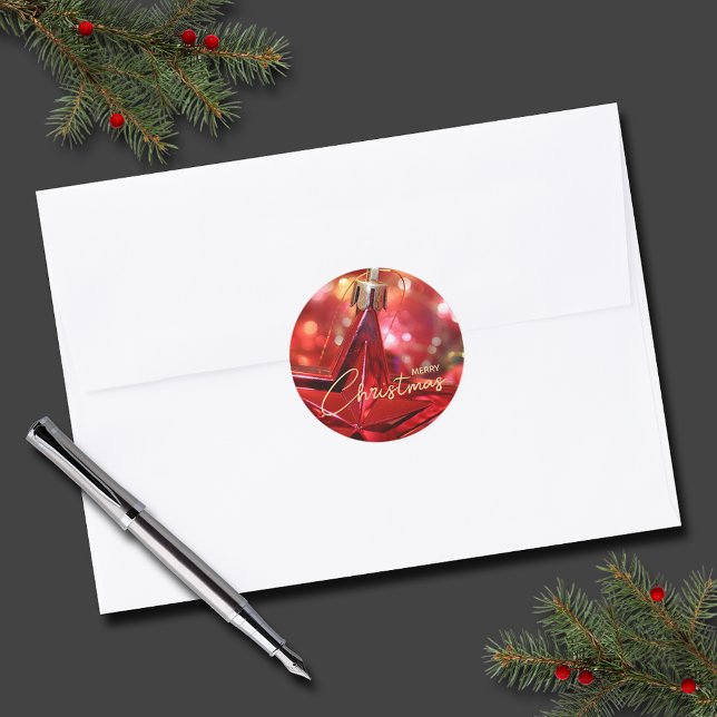 Adesivo Redondo Star Ornament Christmas Small (Star Ornament Christmas Small 1-1/2" Round Stickers (3" also available))