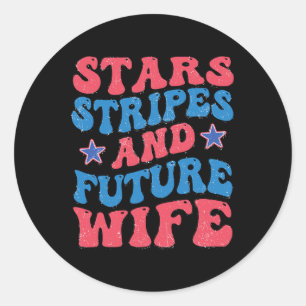 Adesivo Redondo Star Stripes E Futura Esposa 4 De Julho Chelorett