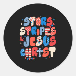 Adesivo Redondo Star Stripes Jesus Cristo Usd Sinalizador Independ