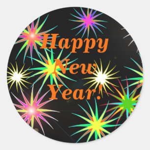Adesivo Redondo Starblast Ano Novo Preto