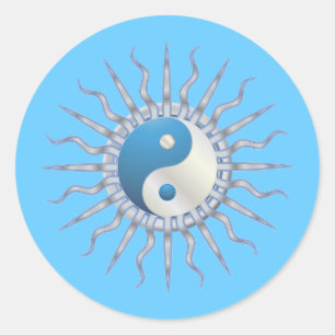 Adesivo Redondo Starburst azul Yin Yang